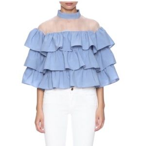 Gracia Women’s Triple Ruffle Organza Top
